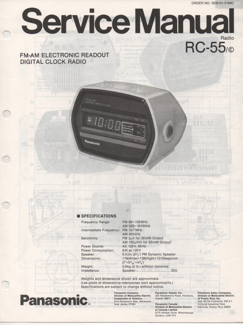 RC-55 RC-55C Clock Radio Service Manual