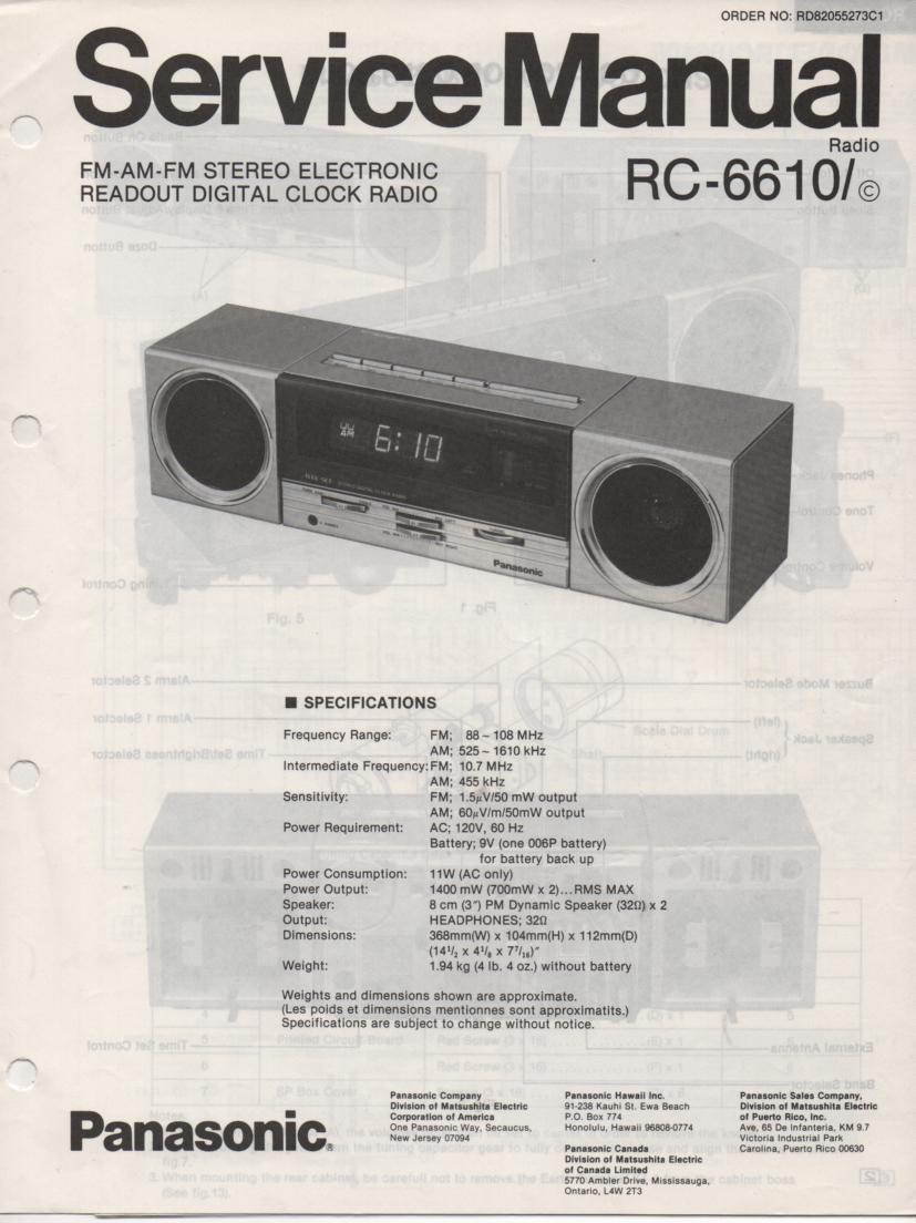 RC-6610 RC-6610C Digital Clock Radio Service Manual