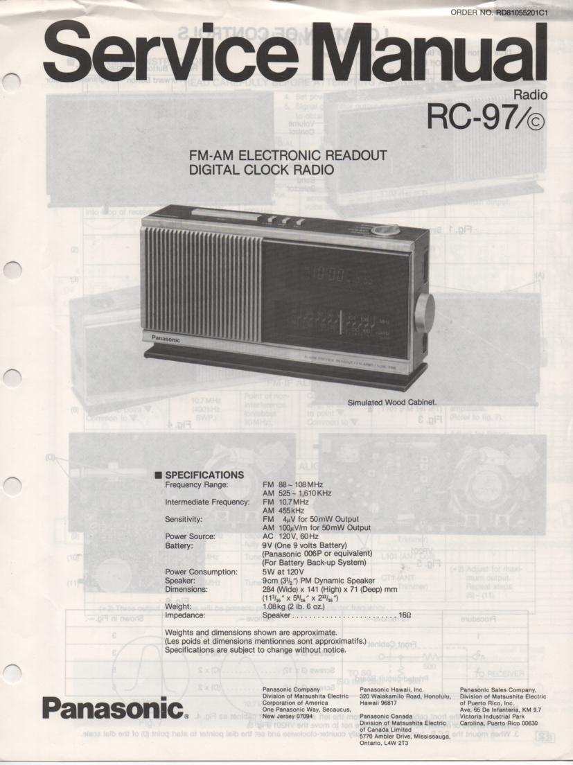 RC-97 RC-97C Digital Clock Radio Service Manual