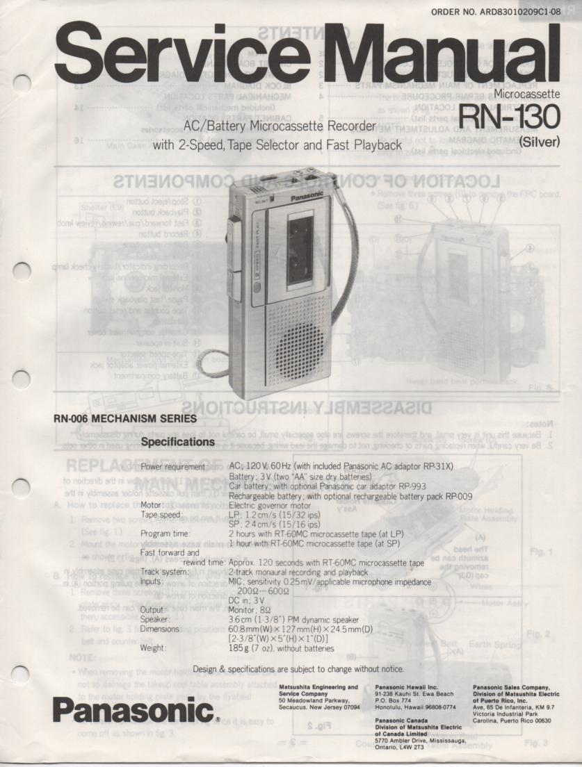 RN-130 Microcassette Deck Service Manual
