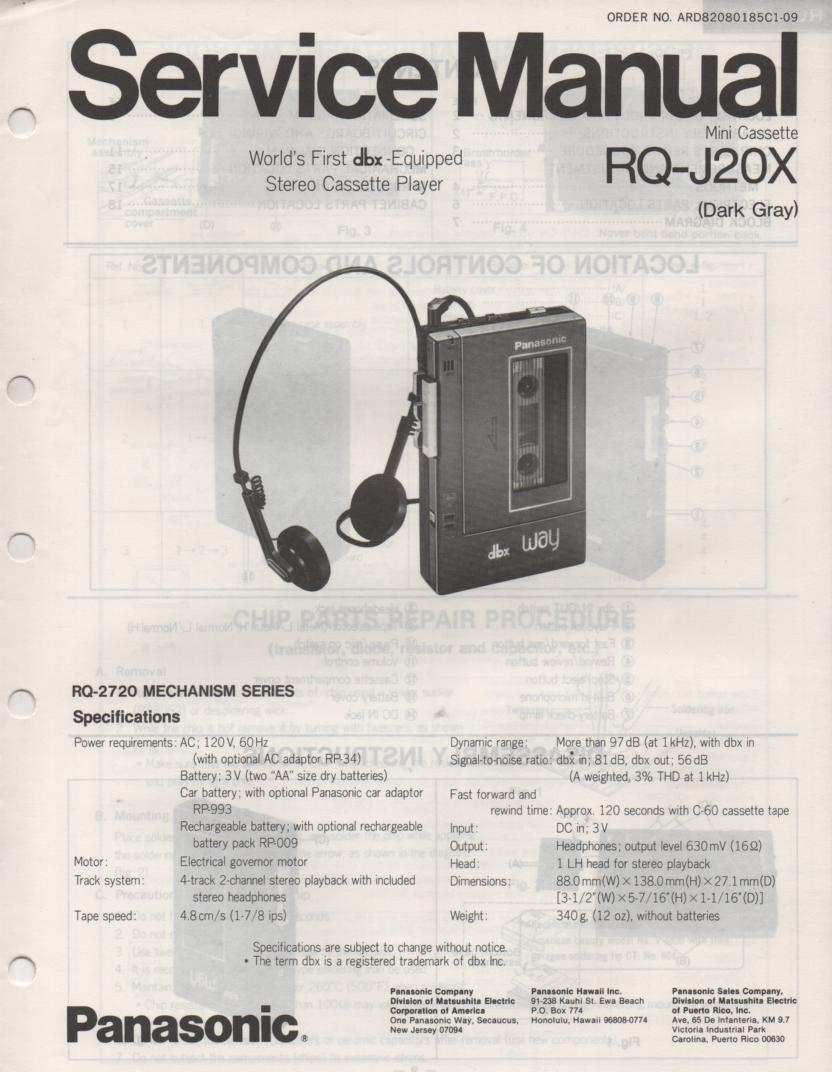 RQ-J20X Cassette Player Service Manual