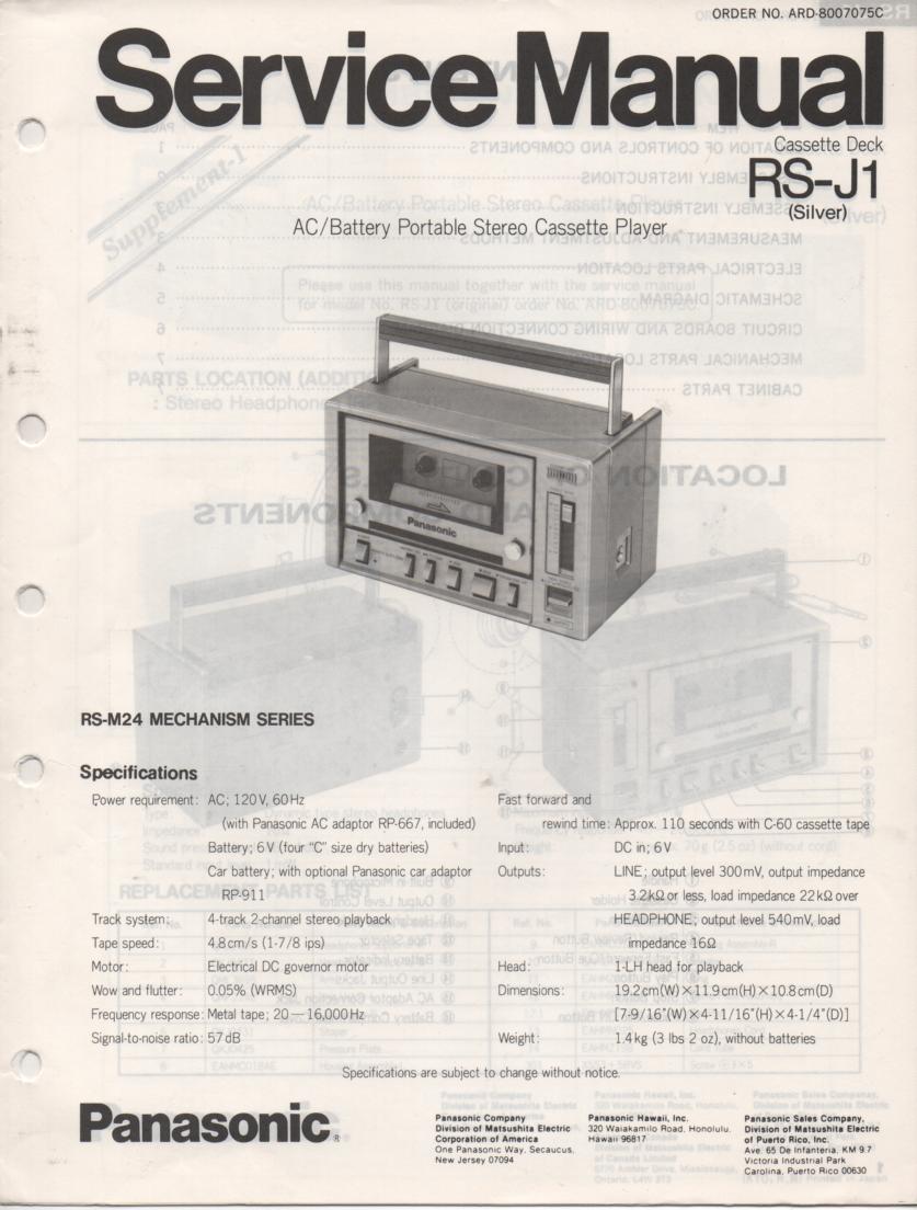 RS-J1 8-Track Player Service Manual