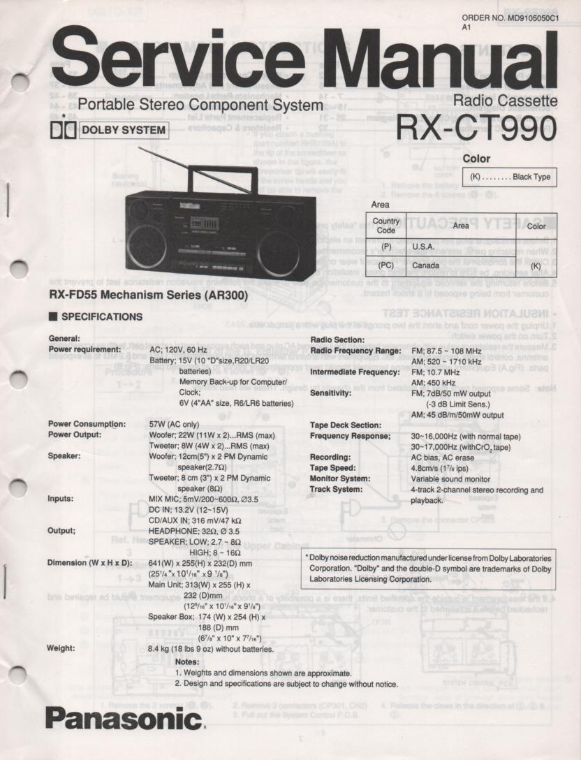RX-CT990 Radio Cassette Service Manual