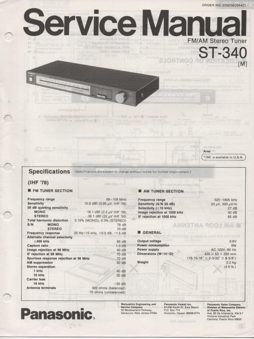 ST-340 Tuner Service Manual