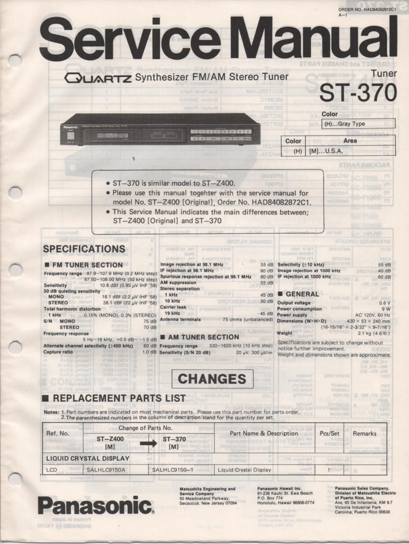 ST-370 Tuner Service Manual