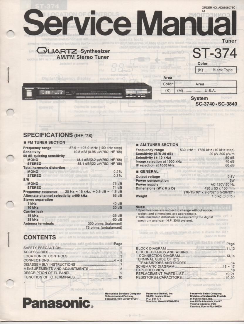 ST-374 Tuner Service Manual