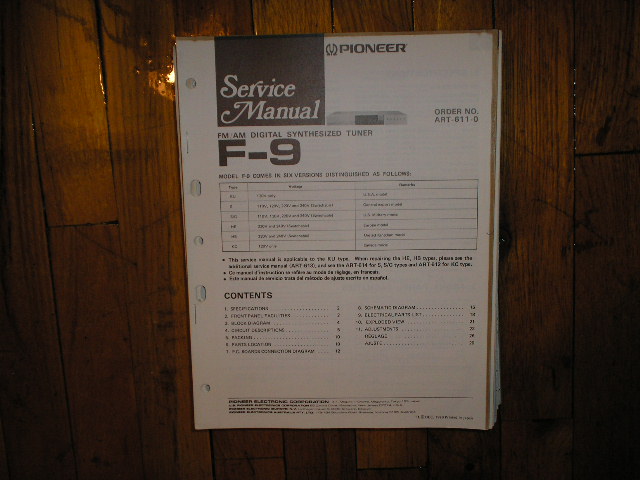 F-9 Tuner Service Manual  Pioneer