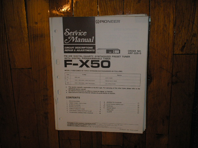 F-X50 Tuner Service Manual  Pioneer