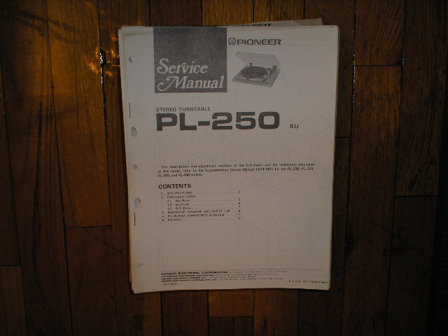 PL-250 Turntable Service Manual.  3 Manuals.