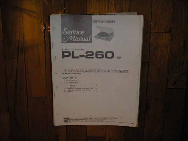 PL-260 Turntable Service Manual. 3 Manuals