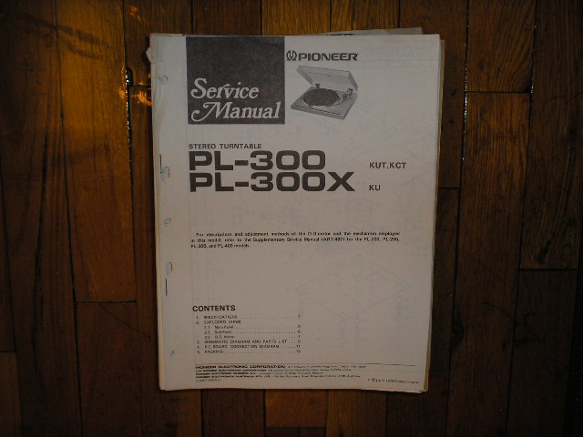 PL-300 PL-300X Turntable Service Manual  Pioneer
