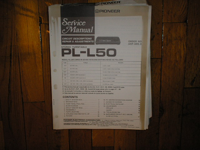 PL-L50 Turntable Service Manual  Pioneer