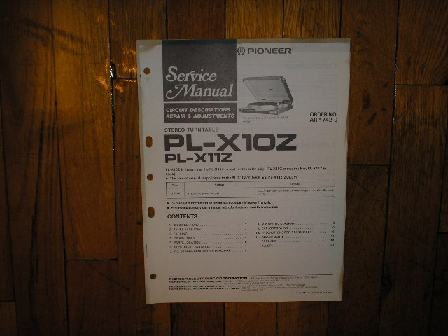 PL-X10Z PL-X11Z Turntable Service Manual  Pioneer