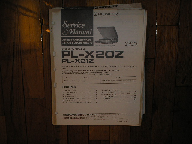 PL-X20Z PL-X21Z Turntable Service Manual  Pioneer