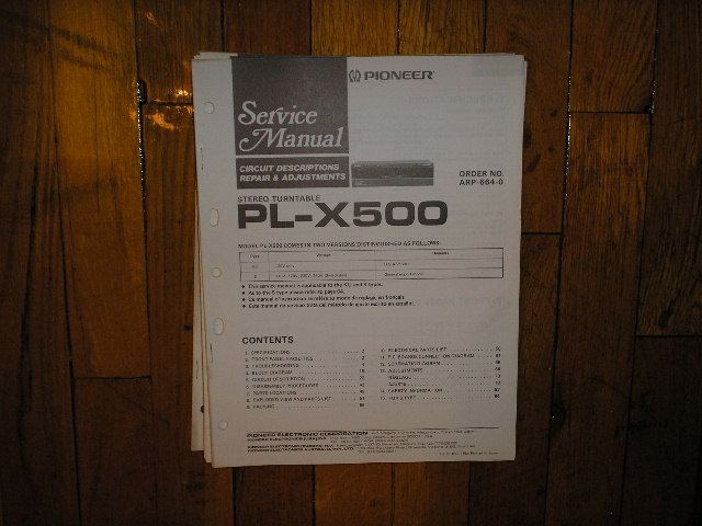 PL-X500 Turntable Service Manual  Pioneer