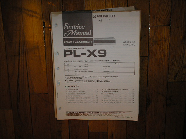 PL-X9 Turntable Service Manual