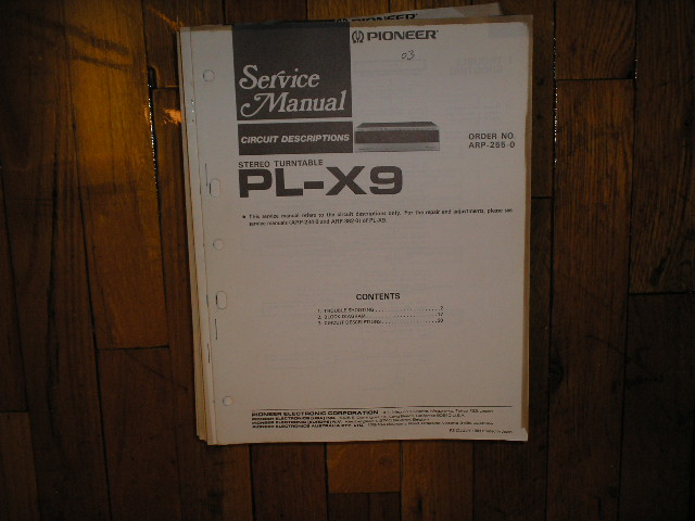 PL-X9 Turntable Service Manual 2  Pioneer