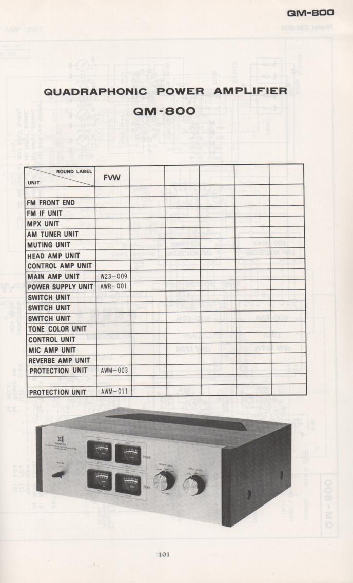 QM-800 Power Amplifier Schematic Manual Only.  It does not contain parts lists, alignments,etc.  Schematics only