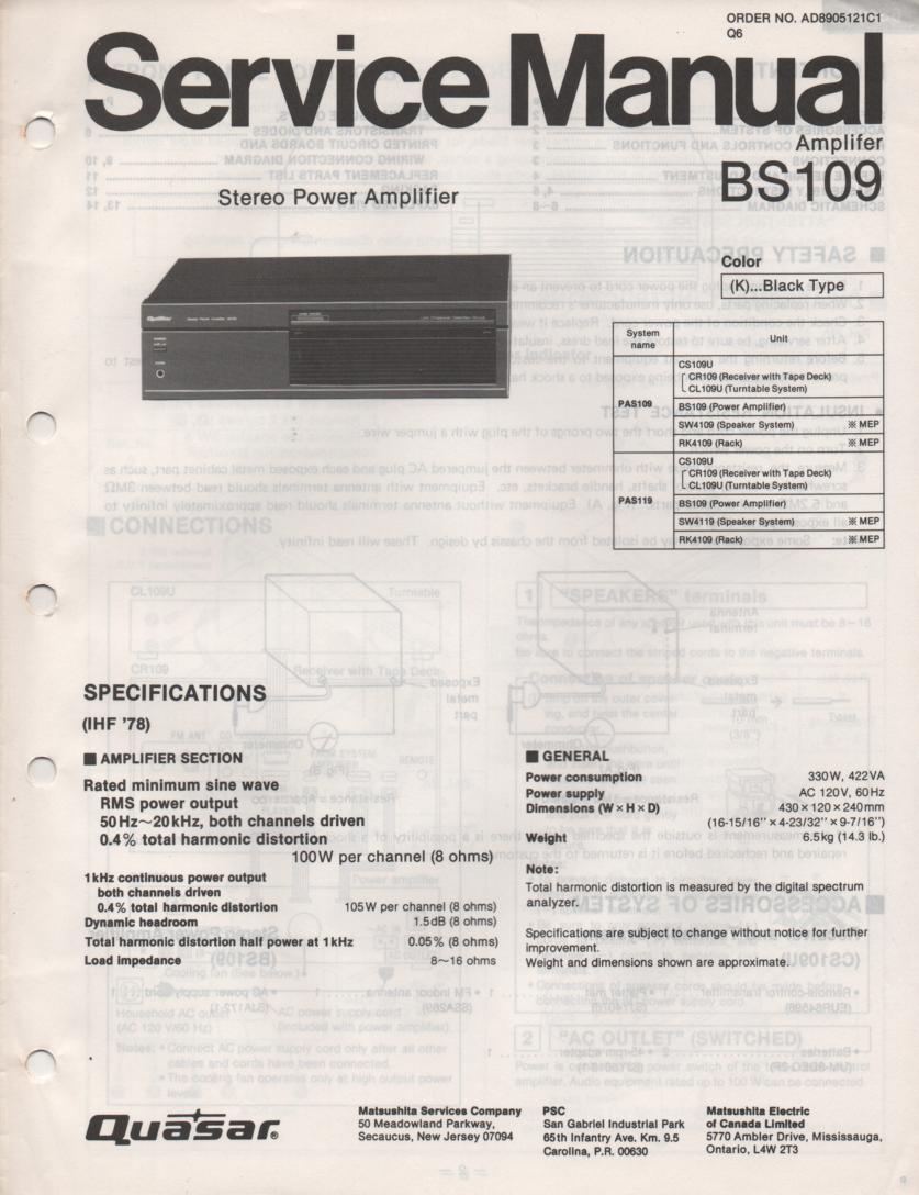 BS109 Amplifier Service Manual