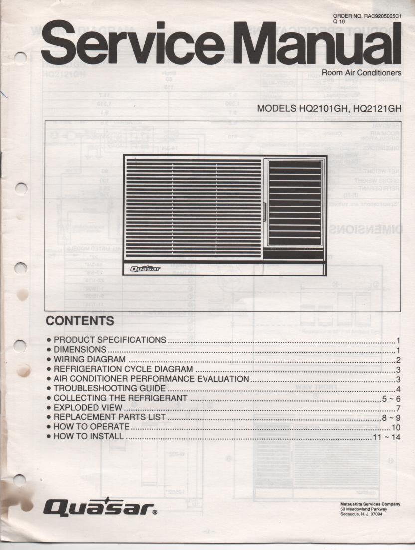 HQ2102GH HQ2101GH Air Conditioner Service Manual