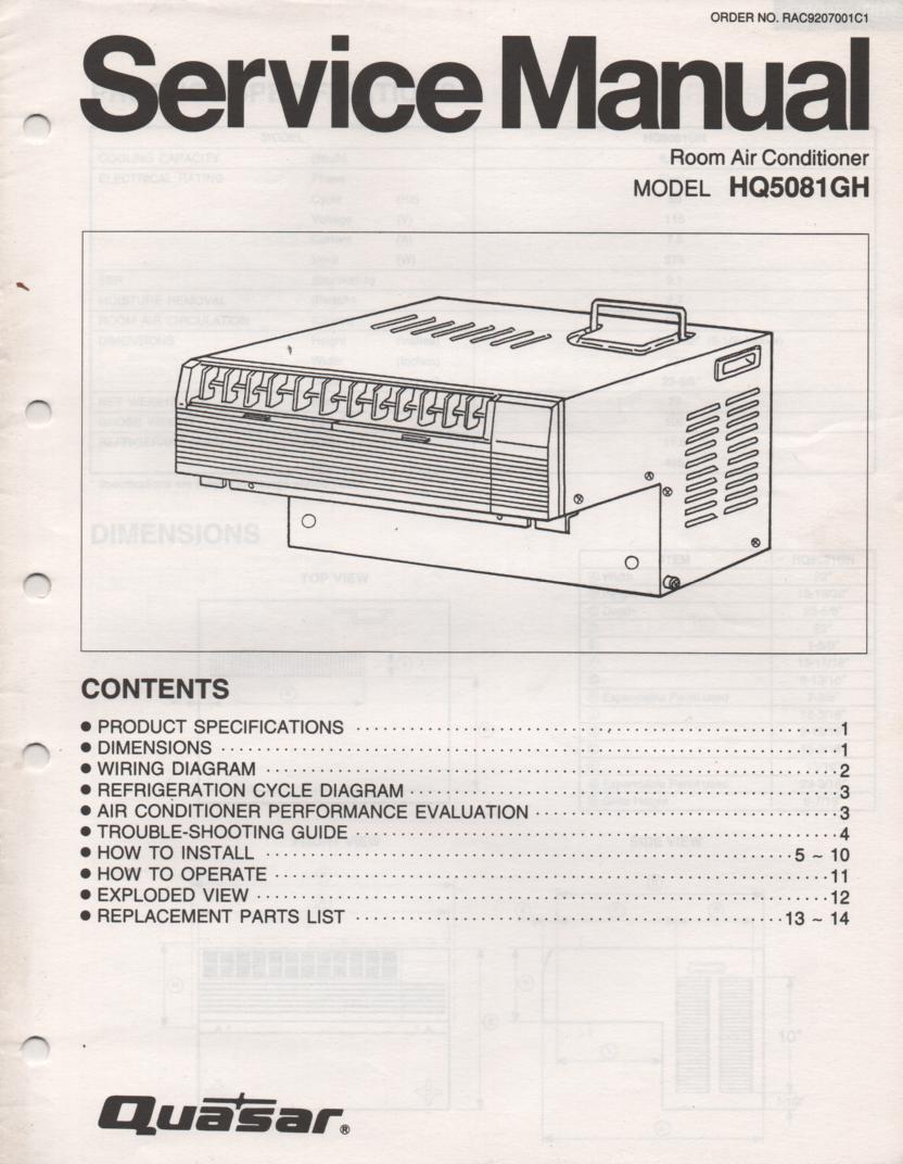 HQ5081GH Air Conditioner Service Manual