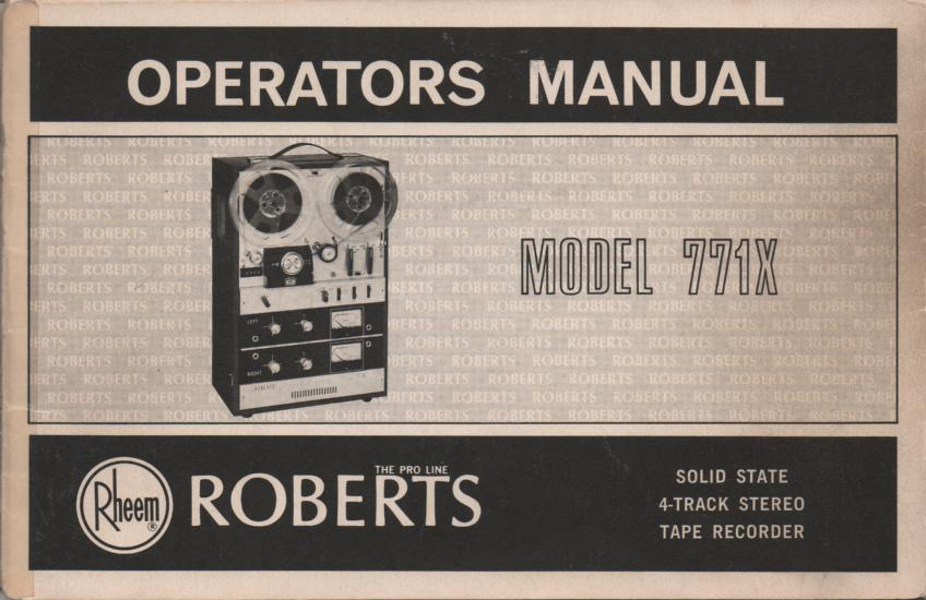 771X Reel to Reel Operating Instruction Manual