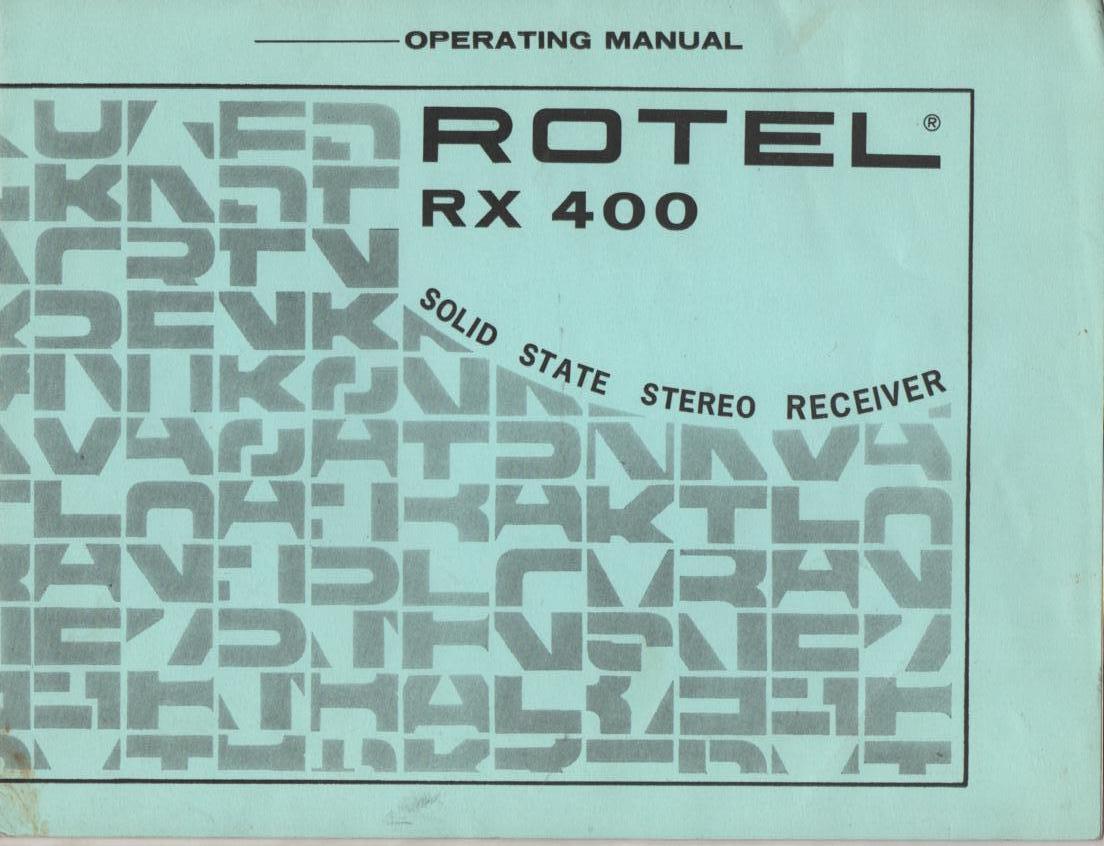 RX-400 Receiver Owners Manual  ROTEL