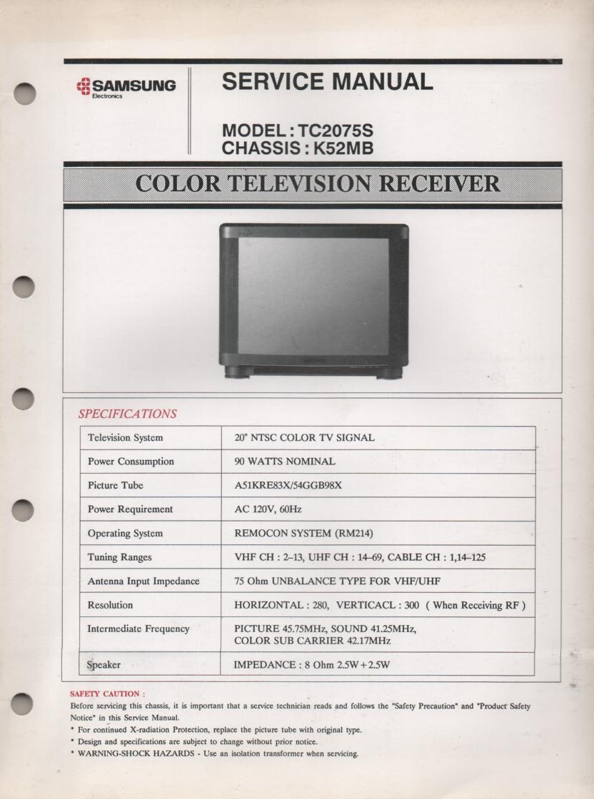 TC2075S TELEVISION Service Manual K52MB Chassis Manual