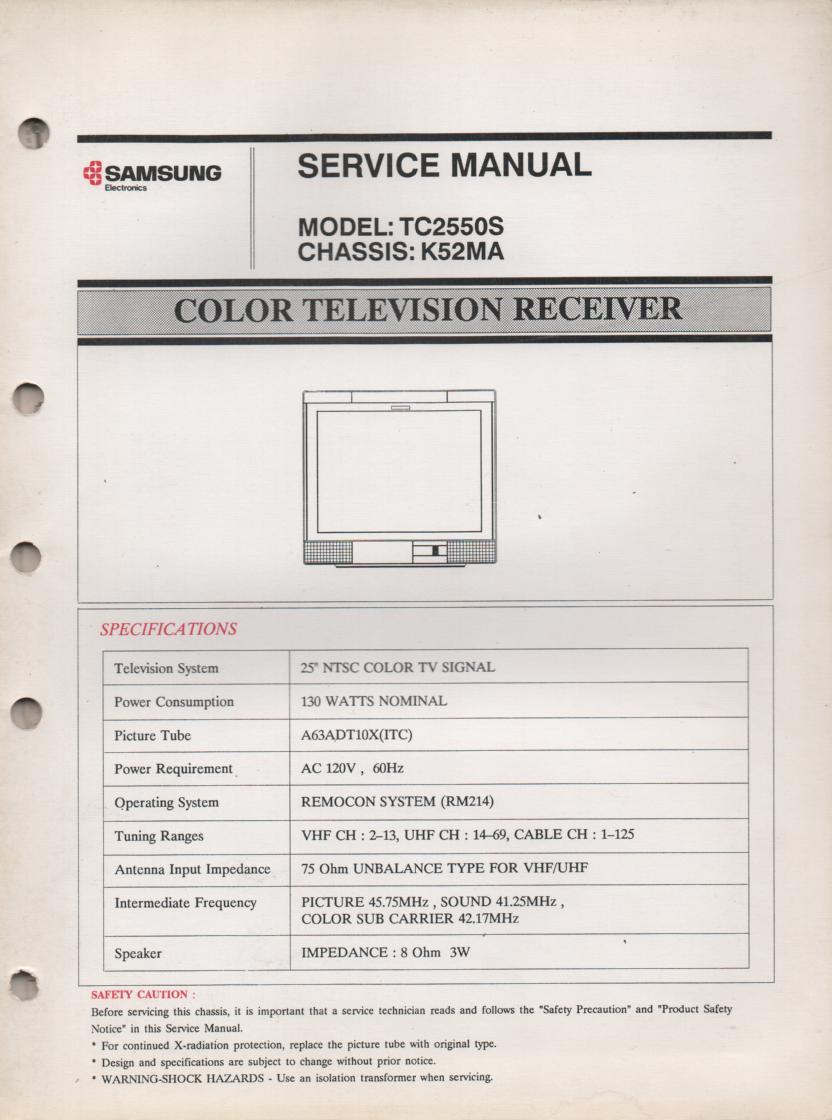 TC2550S Television Service Manual K52MA Chassis Manual