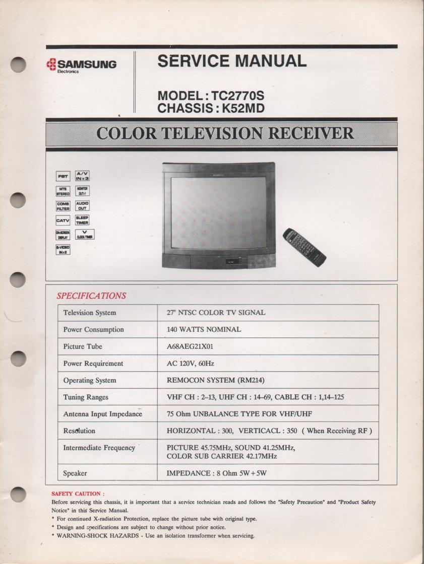 TC2770S Television Service Manual K50MD Chassis Manual
