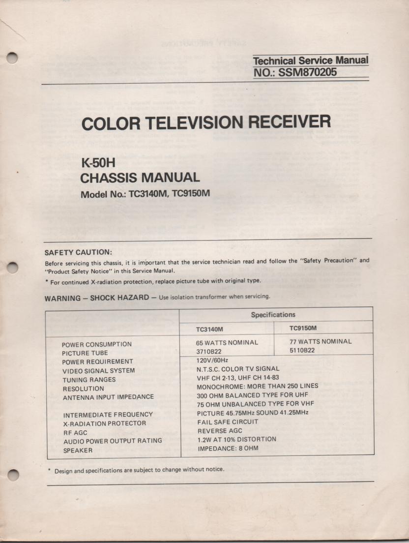 TC3140M TC9150M Television Service Manual K50H Chassis Manual