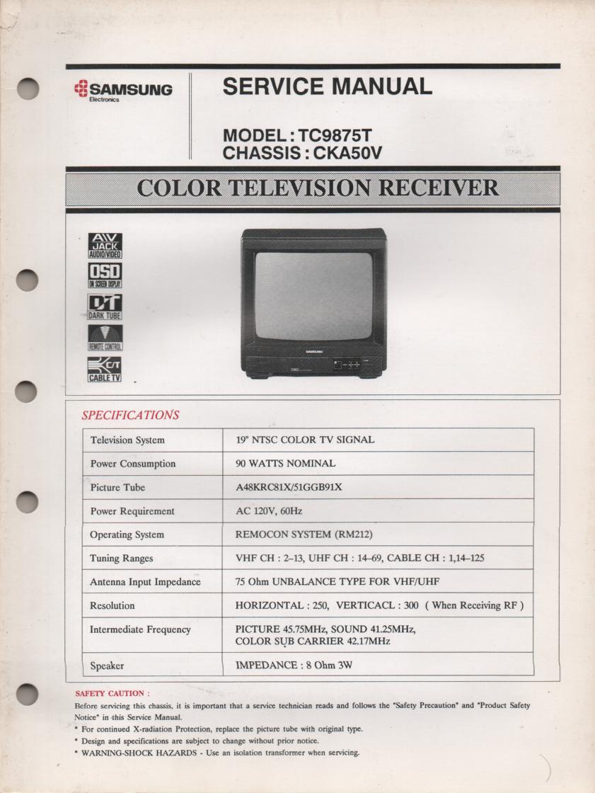 TC9875T Television Service Manual CKA50V Chassis Manual