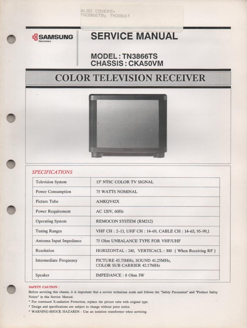 TN3866T TN3866TS Television Service Manual CKA50VM Chassis Manual