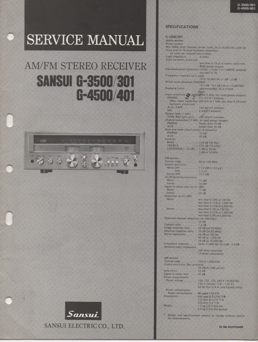 G-301 G-401 G-3500 G-4500 Receiver Service Manual