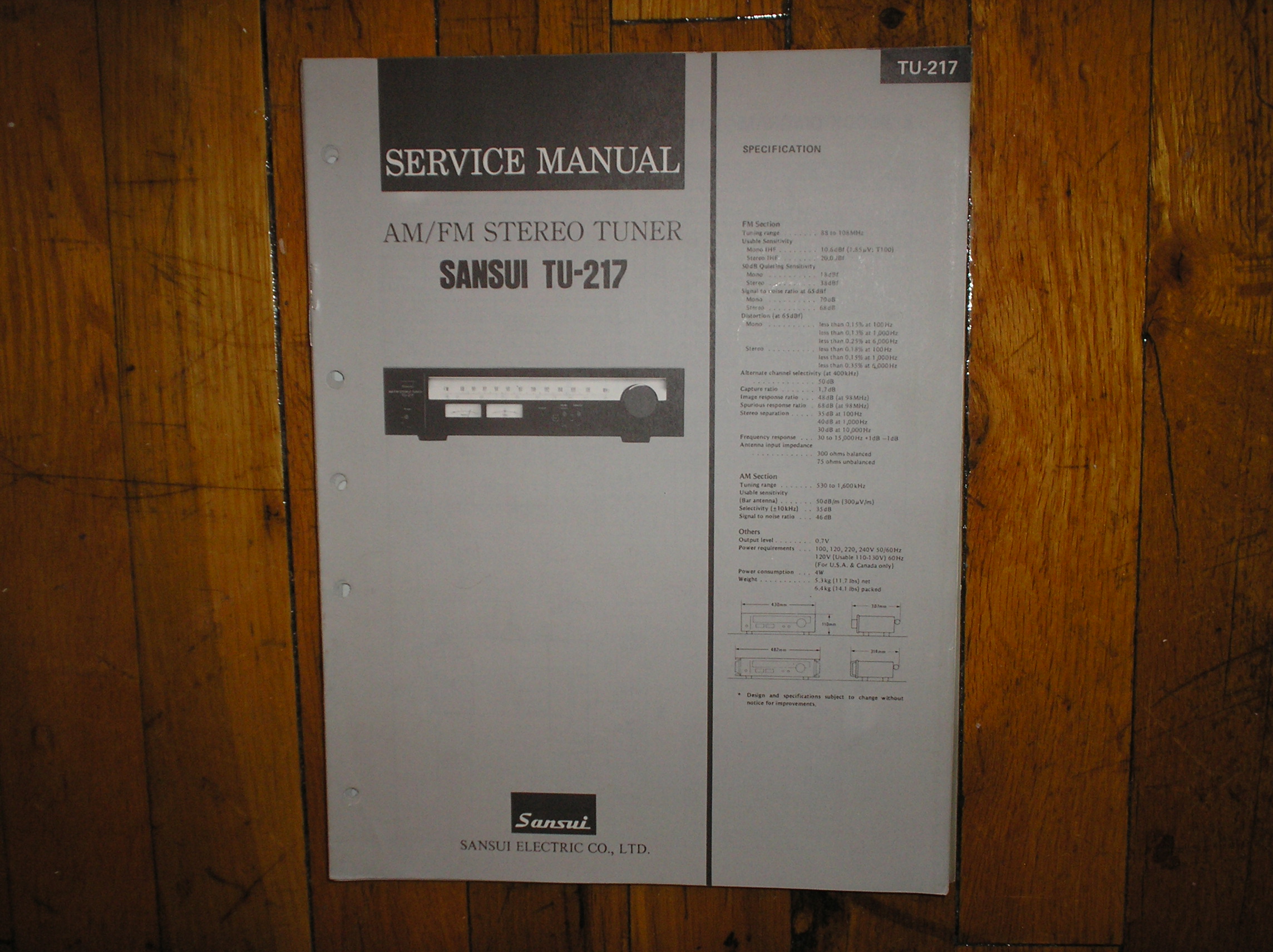 TU-217 Tuner Service Manual  Sansui 