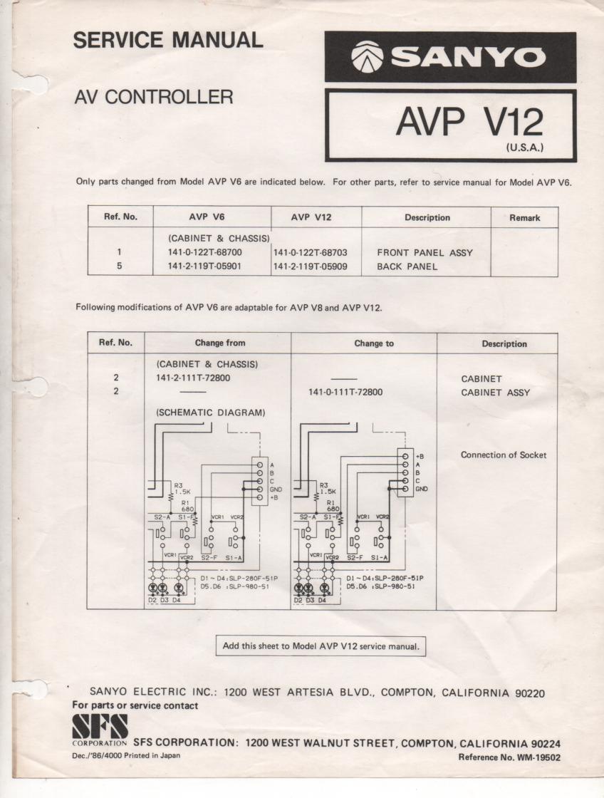 AVP V12 Audio Video Controller Service Manual
