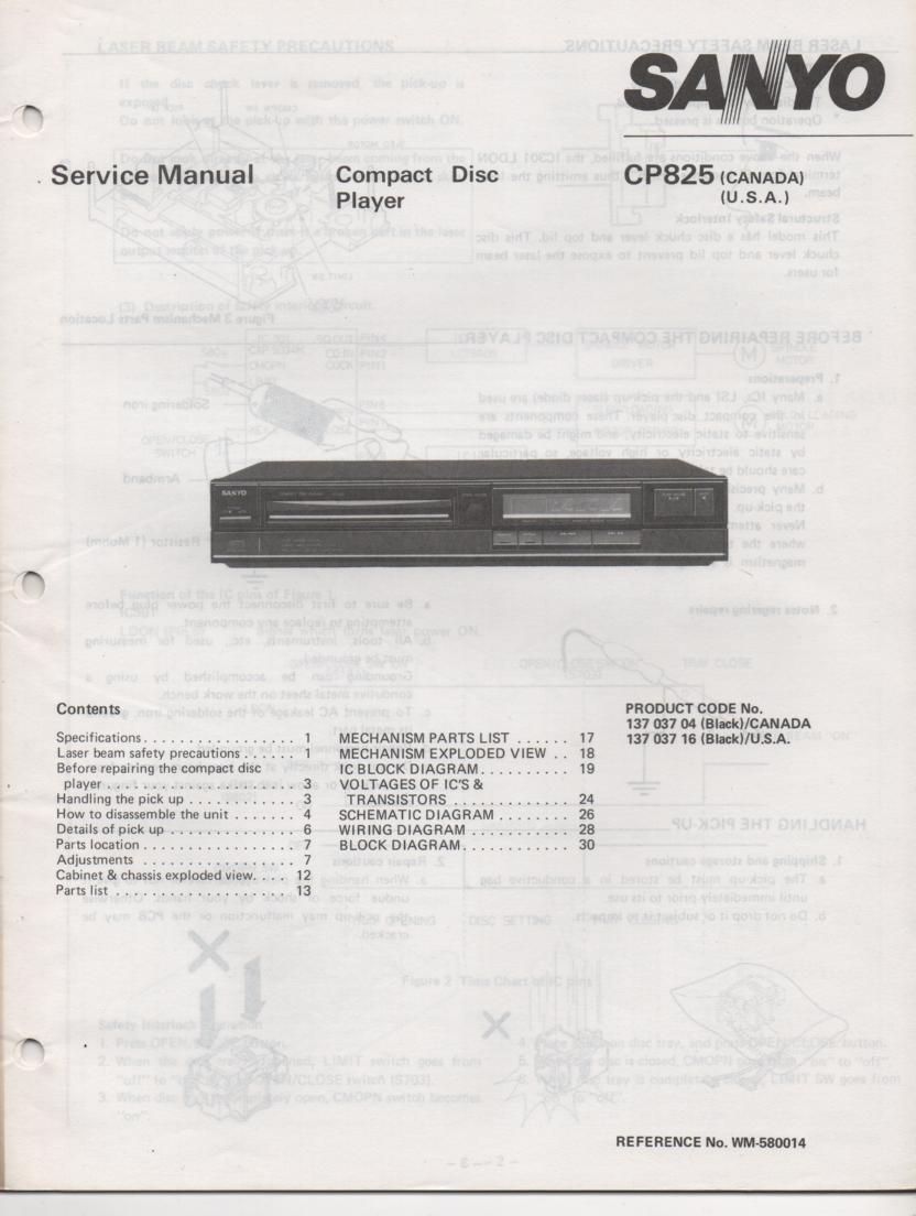 CP825 CD Player Service Manual