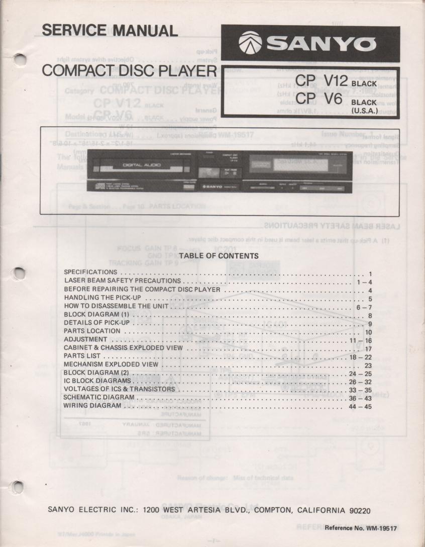 CP V6 CP V12 CD Player Service Manual