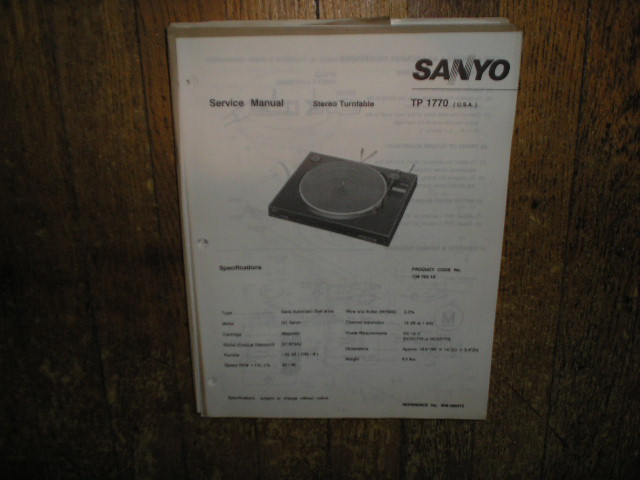 TP1770 Turntable Service Manual  SANYO