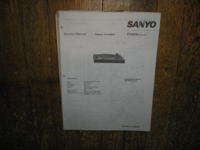 TP2670 Turntable Service Manual  SANYO