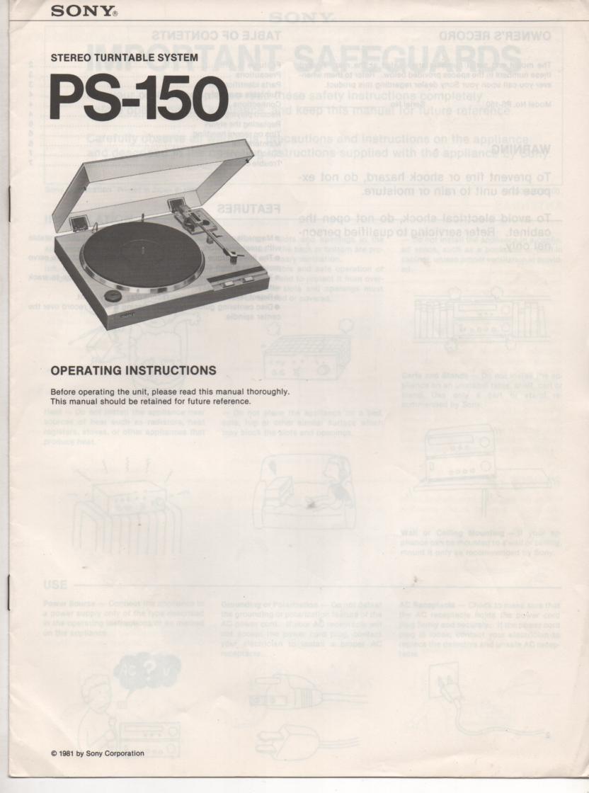 PS-150 Turntable Operating Instruction Manual