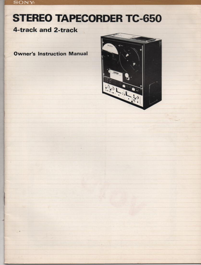 TC-650 Reel to Reel owners Operating Instruction Manual