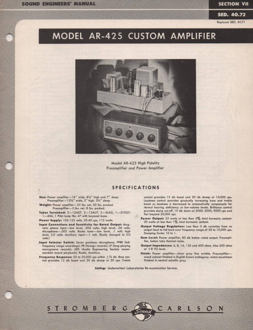AR-425 Amplifier Service Manual