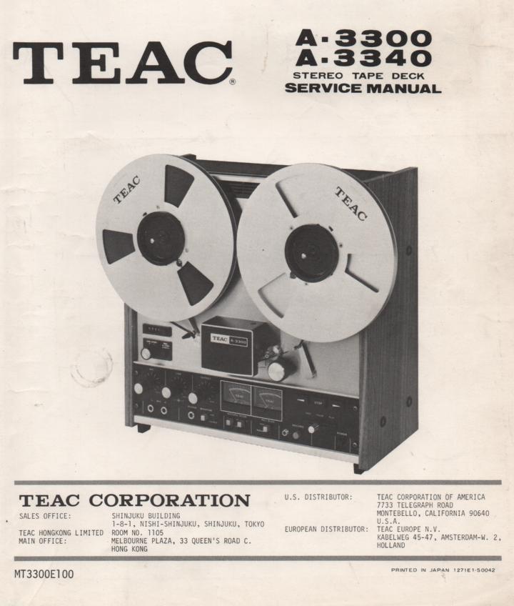A-3300 A-3340 Reel to Reel Service Manual