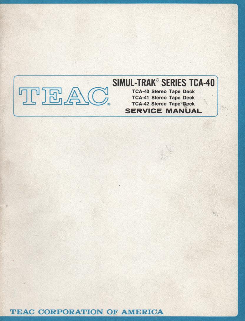 TCA-40 Reel to Reel Service Manual  TEAC
