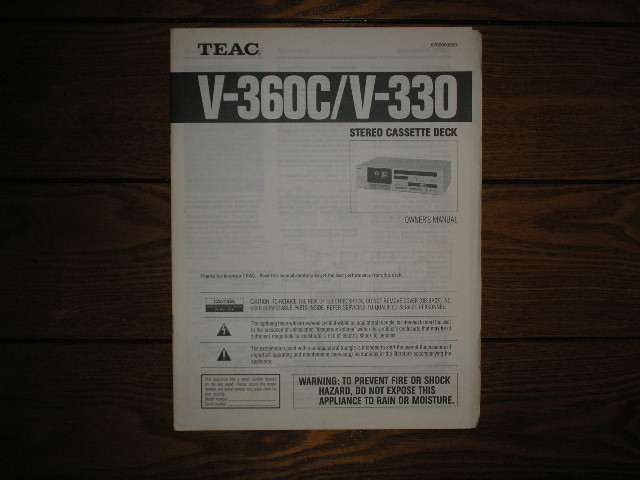 V-330 V-360C Cassette Deck Owners Manual
