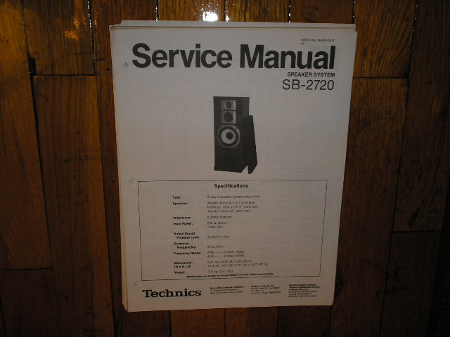 SB-2720 Speaker System Service Manual