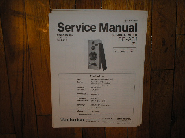 SB-A31 Speaker Service Manual
