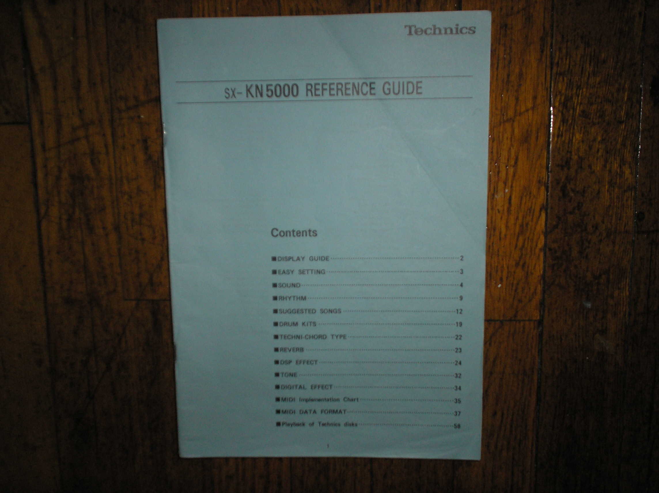 SX-KN5000 Organ Keyboard MIDI Reference Owners Manual