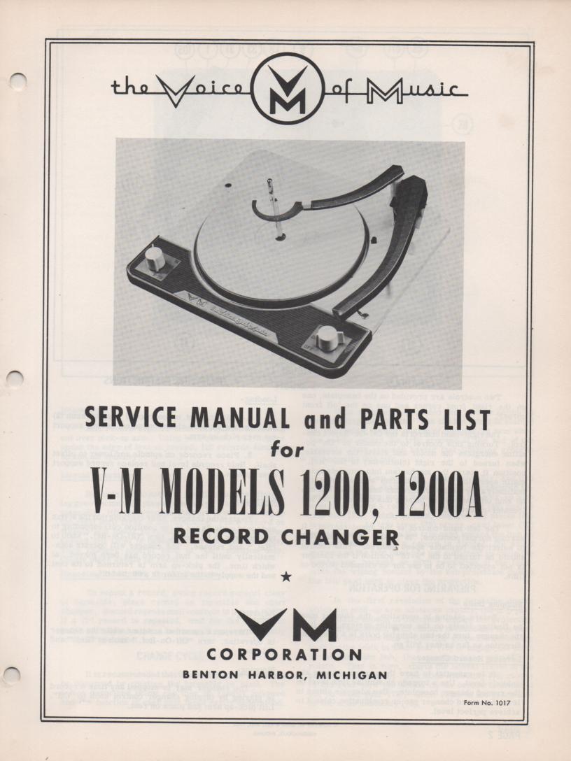 1200 1200A Record Changer Service Manual